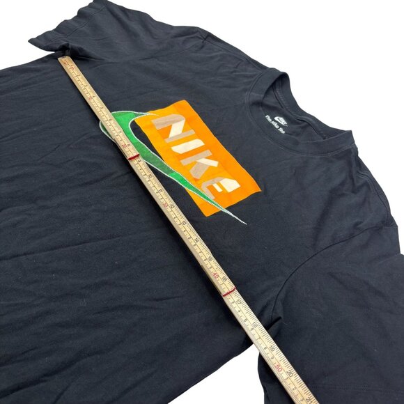 Nike M Mens Black Tee With Orange & Green Logo Design - Picture 7 of 8